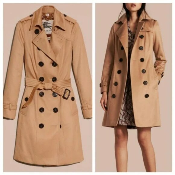 BURBERRY 100% CASHMERE DOUBLE-BREASTED TRENCH COAT